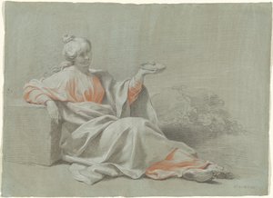 Young Woman with a Bowl, Seated Outdoors by Johann Justin Preissler
