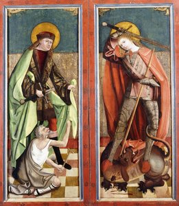 Saint Martin and the Beggar; and Saint George and the Dragon - the wings of an altarpiece