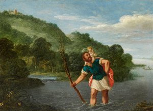 Saint Christopher Carrying the Christ Child in a Landscape