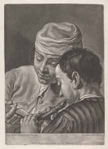 Portrait of Two Men, One Playing Recorder by Johann Lorenz Haid