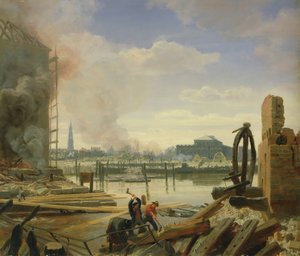 Hamburg after the Fire of 1842 by Johann Martin Gensler