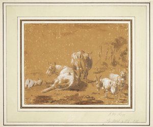 Landscape with Cows and Goats by Johann Melchior Roos