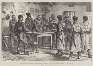 The Bulgarian Crisis, Conspirators arrested in the House of a Priest at Beckovazt by Johann Nepomuk Schonberg