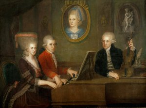 The Mozart Family: at the Piano, Wolfgang and His Sister Nannerl; Father Leopold Mozart with Violin (oil on canvas)