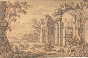 Landscape with a Draftsman among Ancient Ruins