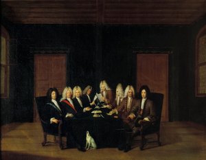 War of the Spanish Succession: The Plenipotentiaries gathered around the Marechal Duke of Villars and Prince Eugene of Savoy-Carignan at the Peace Congress in Borden, on 7/09/1714