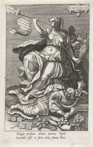 Conscience (Conciosacra) Overcomes False Prophets (Pseudo Prophetae) (The Virtues Overcome the Vices) (series title) by Johann Sadeler (I)