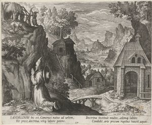 Saint Landelinus as a Hermit by Johann Sadeler (I)