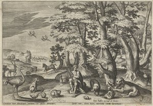 Orpheus Playing Music for the Animals (Landscapes with Mythological Scenes) by Johann Sadeler (I)