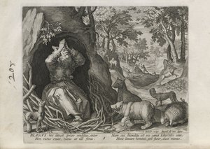 Blasius, pl. 8 of 30 from the series Sylvae Sacrae (Hermits in Landscapes) by Johann Sadeler I