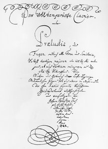 Handwritten Titlepage of The Well Tempered Piano, 1722 by Johann Sebastian Bach