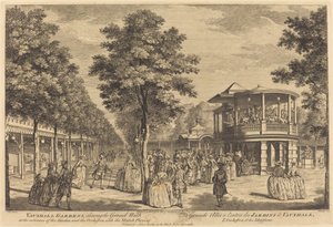 Vauxhall Gardens Showing the Grand Walk at the Entrance of the Garden and the Orchestra with Music Playing