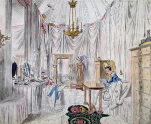 Dressing Room of Empress Carolina Augusta in Castle of Vienna, Watercolor on Paper by Johann Stephan Decker by Johann Stephan Decker