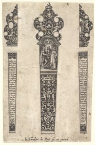 Design for knife handle to commemorate a marriage by Johann Theodor de Bry
