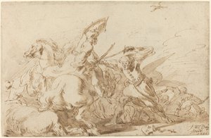 A Battle Between Oriental Cavalry and Soldiers by Johann Wilhelm Baur