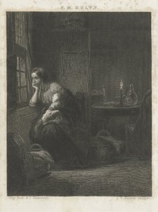 Woman with Child by a Window by Johann Wilhelm Kaiser (I)