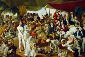 Colonel Mordaunt Watching a Cock Fight at Lucknow, India by Johan Joseph Zoffany