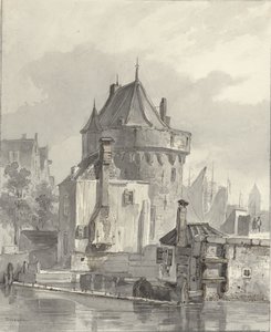 View of the Hoofdtoren in Hoorn by Johannes Bosboom