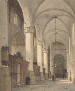 Vaulted Side Aisle of a Church, with Figures