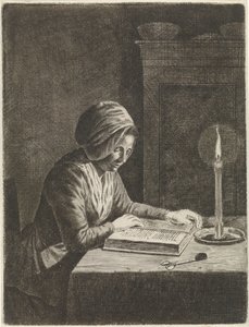 Dark Room with Reading Woman by Johannes Christiaan Janson