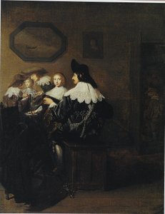 Company with a Man Playing the Lute, Seated at a Table