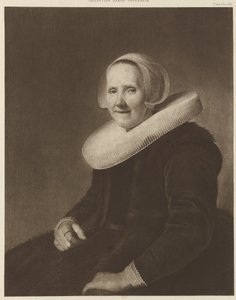 Portrait of a woman with a white cap and collar