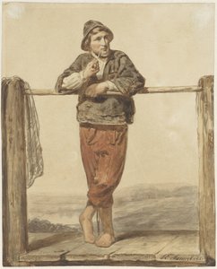 Pipe-Smoking, Standing Man, Front View by Johannes Engel Masurel