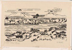 Landscape, Central Java: Merbaboe, Merapi, Ello River