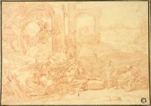 The Holy Family with Saint John the Baptist and Angels by Johannes Glauber