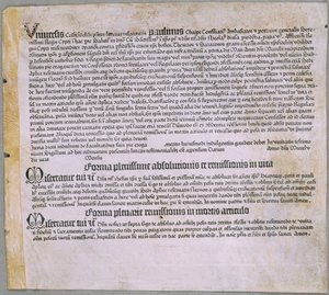 Indulgence Letter (for the expedition against the Turks and the defense of Cyprus), (Mainz, Johannes Gutenberg, 1455) by Johannes Gutenberg
