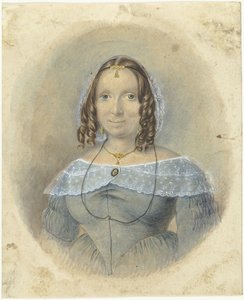 Woman in a Blue Dress with a Lace Collar by Johannes Hari (I)