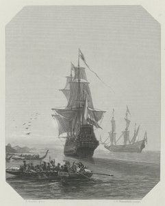 Arrival of Abel Tasman in New Zealand, 1642-1643, ca. 1865