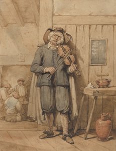 A Fiddler in a Tavern, with Three Men in the Background by Johannes Hendrik van West