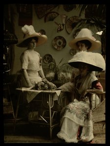 Three Women with Hats by Johannes Hendrikus Antonius Maria Lutz