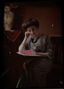 Woman Behind Reading Table by Johannes Hendrikus Antonius Maria Lutz
