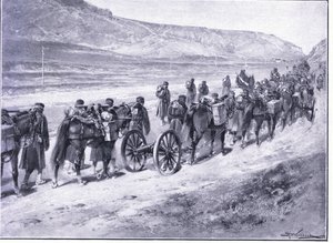 A Battery of Field Guns on Their Way to Ichon by Johannes Hermann Barend Koekkoek