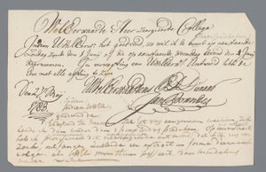 Letter from Rev. Hooyman to Jan Brandes by Johannes Hooyman