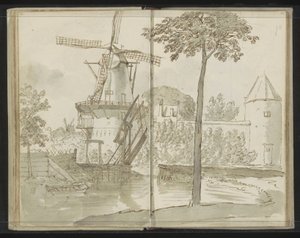 Delft Mill at the Spoorsingel by Johannes Huibert Prins