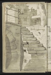 Stairs to the Canal at Koorstraat in Delft by Johannes Huibert Prins