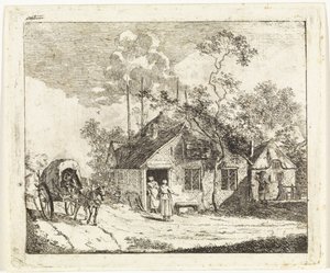 Two Houses by a Road by Johannes Huibert Prins