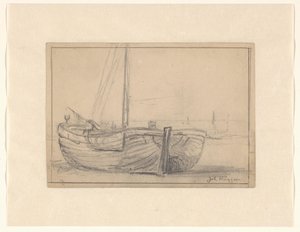 Fishing Boat on the Beach by Johannes Huygens (signed by artist)