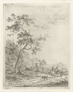 Mountainous Landscape with Shepherd, Shepherdess, and Cattle by Johannes Janson