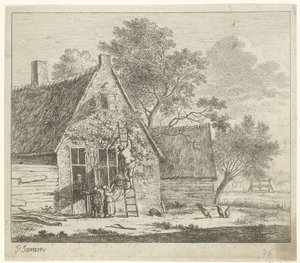 Farm with Yard (October) (The Twelve Months) by Johannes Janson