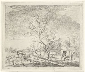 Landscape with Farm and Field, March, The Twelve Months (series title) by Johannes Janson