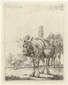 Two Packed Mules by Johannes Janson
