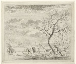 Winter Landscape with Skaters (January) (The Twelve Months) by Johannes Janson