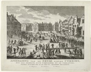 Patriots Leaving the Neude in Utrecht, 1787 (Image of the Neude in Utrecht as it appeared during the departure, night between September 15 and 16, 1787) by Johannes Jelgerhuis