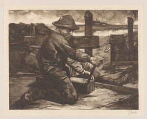 Worker with Wrench by Johannes Josephus Aarts (signed by artist)