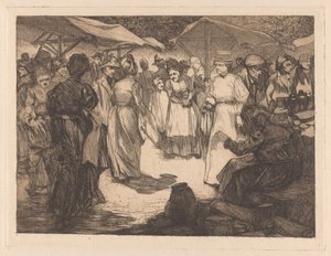 Market Scene with Men and Women by Johannes Josephus Aarts