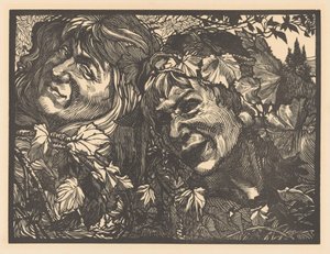 Two Bacchantes Surrounded by Vine Leaves